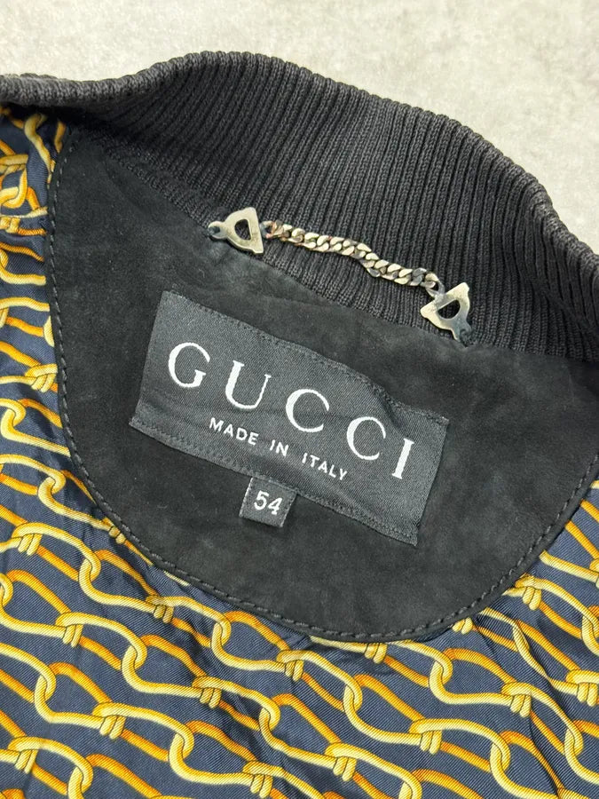 2000s Gucci Black Suede Bomber Jacket QzolWYz 8