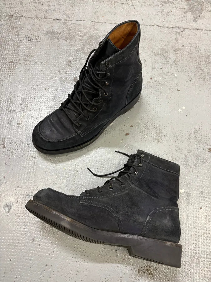 2000s Gucci Black Suede Lace-Up Contrast Leather Boots FeWMXvO 4