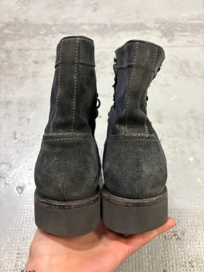 2000s Gucci Black Suede Lace-Up Contrast Leather Boots FeWMXvO 6