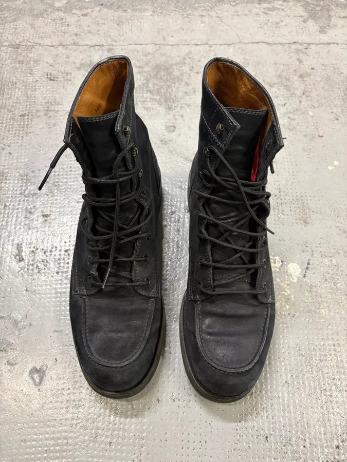 2000s Gucci Black Suede Lace-Up Contrast Leather Boots FeWMXvO 1