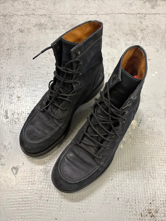2000s Gucci Black Suede Lace-Up Contrast Leather Boots FeWMXvO 2