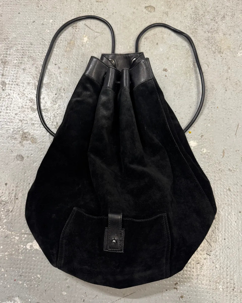 2000s Gucci Black Suede Leather Backpack BjPSjtl 0