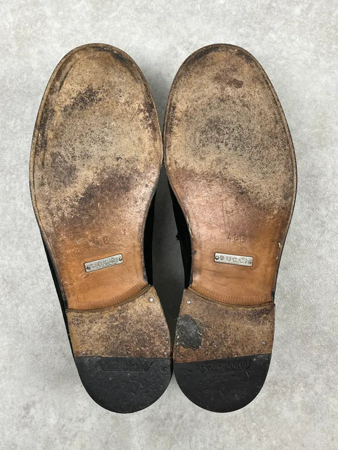2000s Gucci Black Suede Leather Loafers uxaEDkR 8