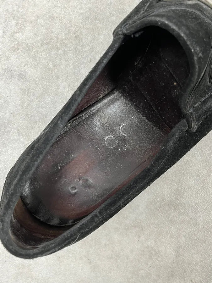 2000s Gucci Black Suede Leather Loafers uxaEDkR 6