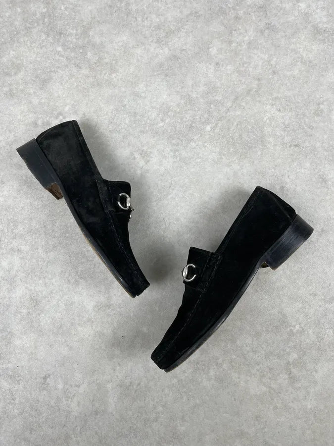 2000s Gucci Black Suede Leather Loafers uxaEDkR 3