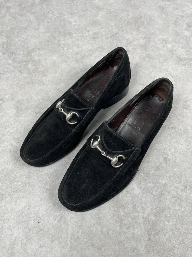 2000s Gucci Black Suede Leather Loafers uxaEDkR 2