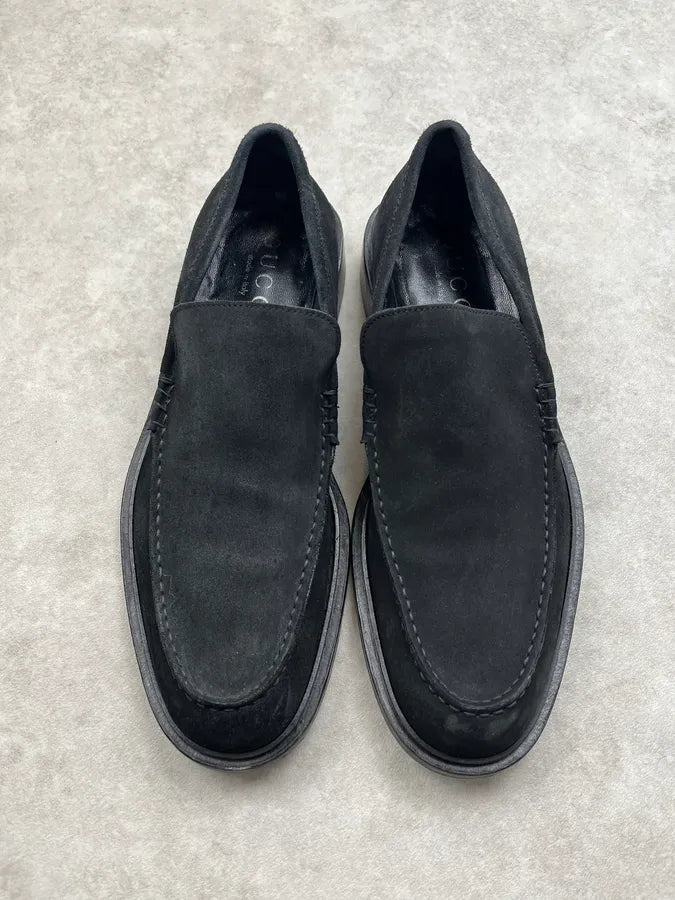 2000s Gucci Black Suede Loafers Shoes by Tom Ford bXAbgYy 4