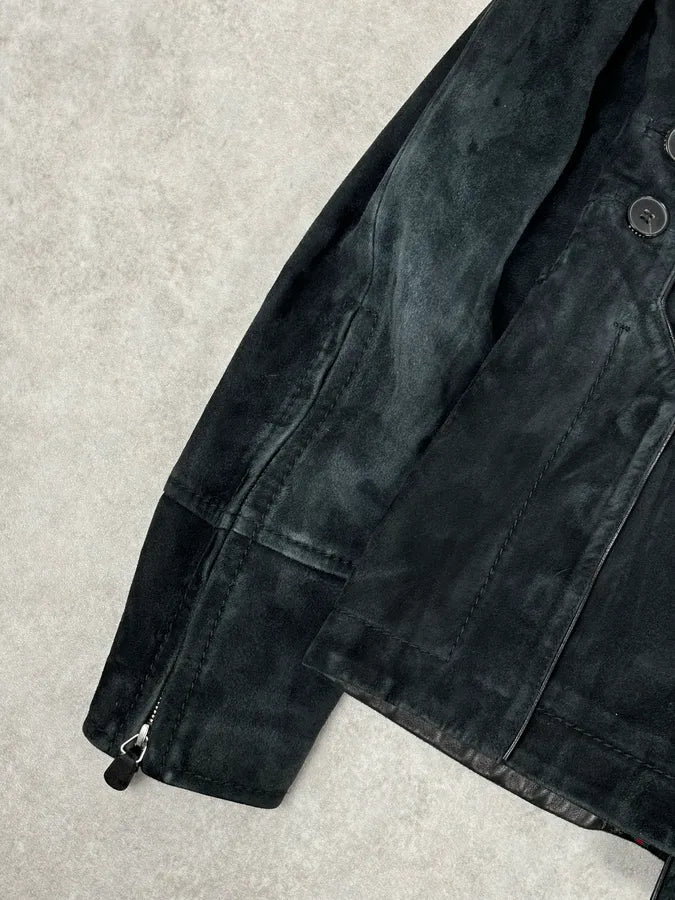 2000s Gucci Black Suede Leather Double-Breasted Premium Jacket by Tom Ford wdaQboQ 8
