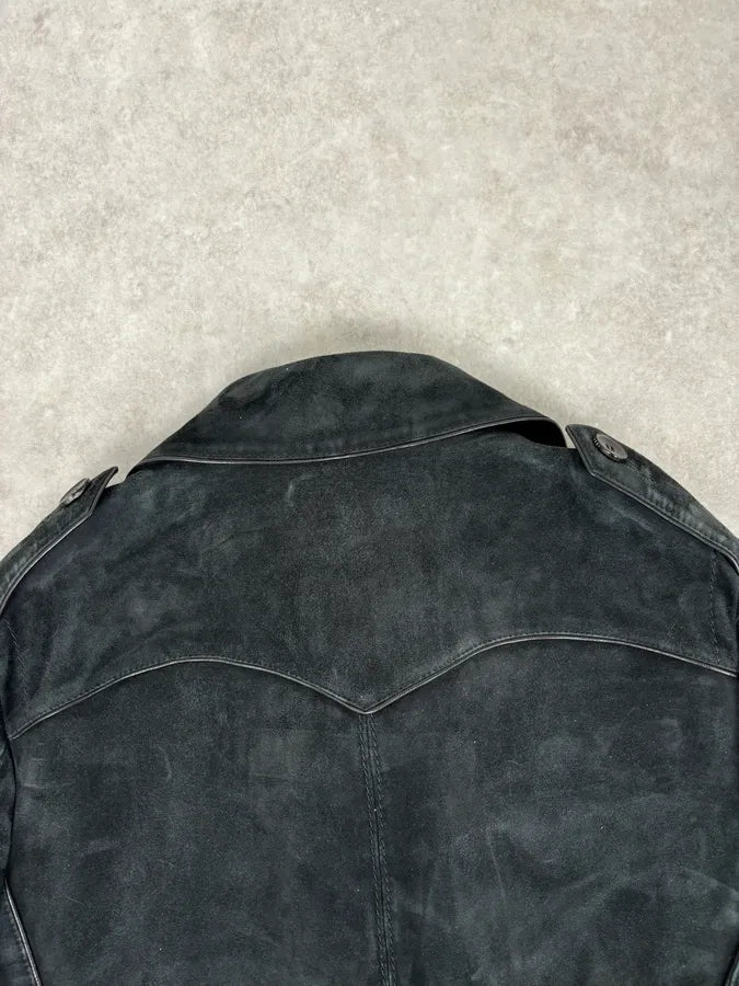 2000s Gucci Black Suede Leather Double-Breasted Premium Jacket by Tom Ford wdaQboQ 5