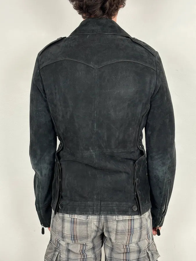 2000s Gucci Black Suede Leather Double-Breasted Premium Jacket by Tom Ford wdaQboQ 2