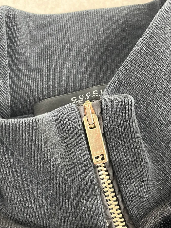 SS2003 Gucci Black Velvet GG Logo Zip Jacket GXEHUqi 10