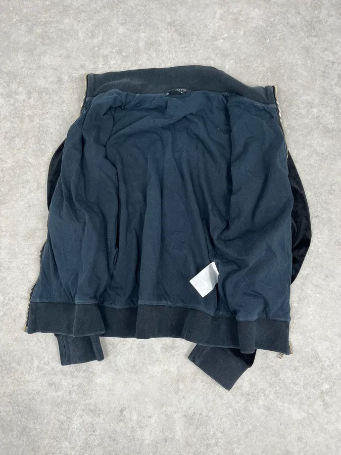 SS2003 Gucci Black Velvet GG Logo Zip Jacket GXEHUqi 7