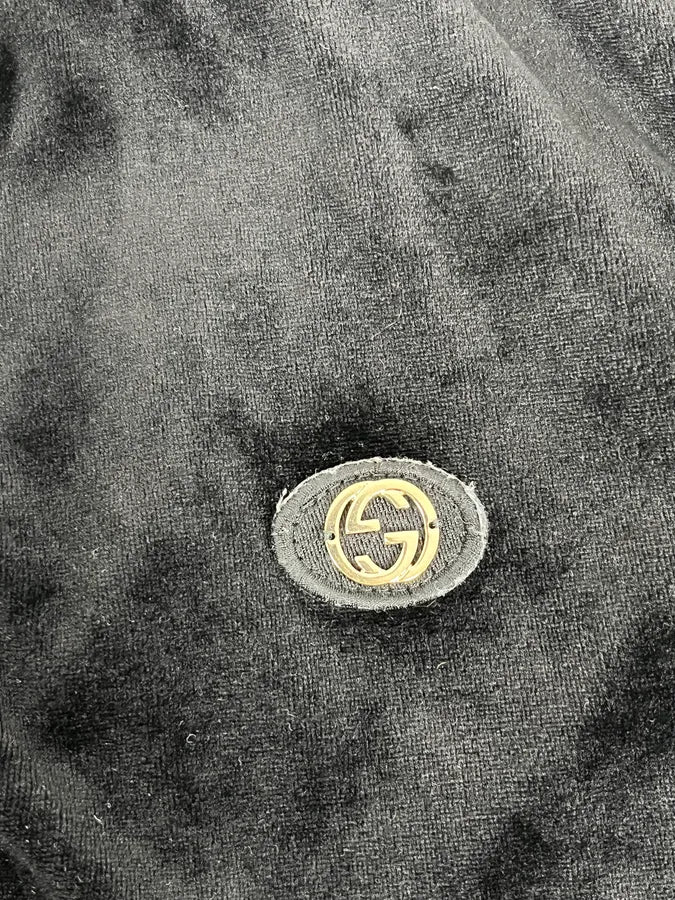 SS2003 Gucci Black Velvet GG Logo Zip Jacket GXEHUqi 12