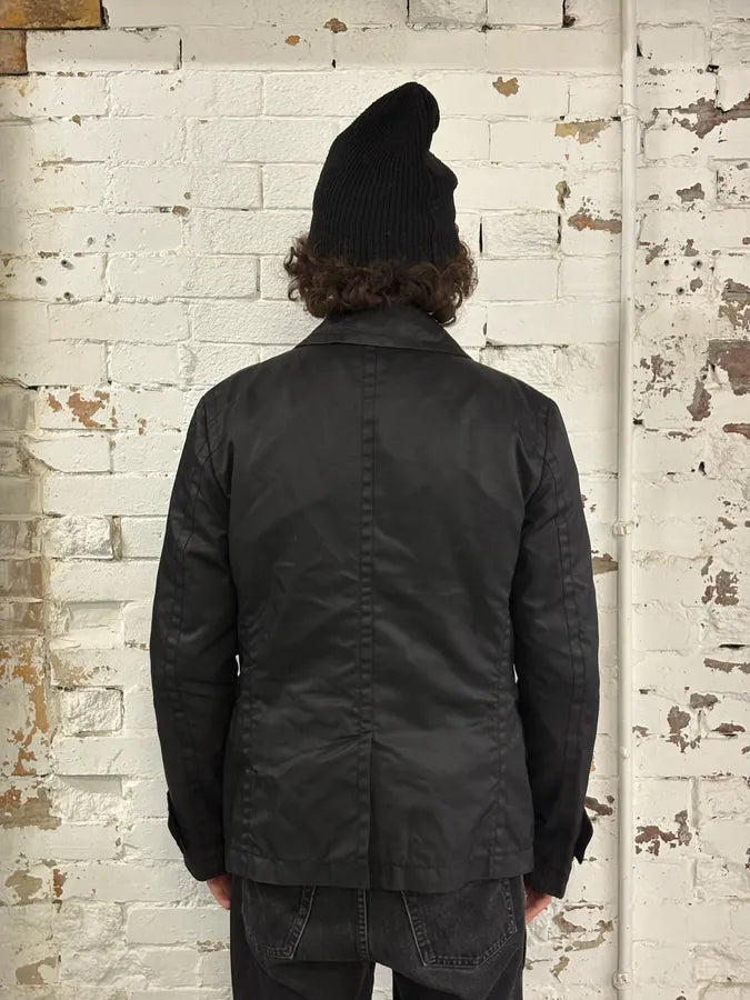 2000s Gucci Black Waxed Buttoned Peacoat Jacket sZLyWqH 2