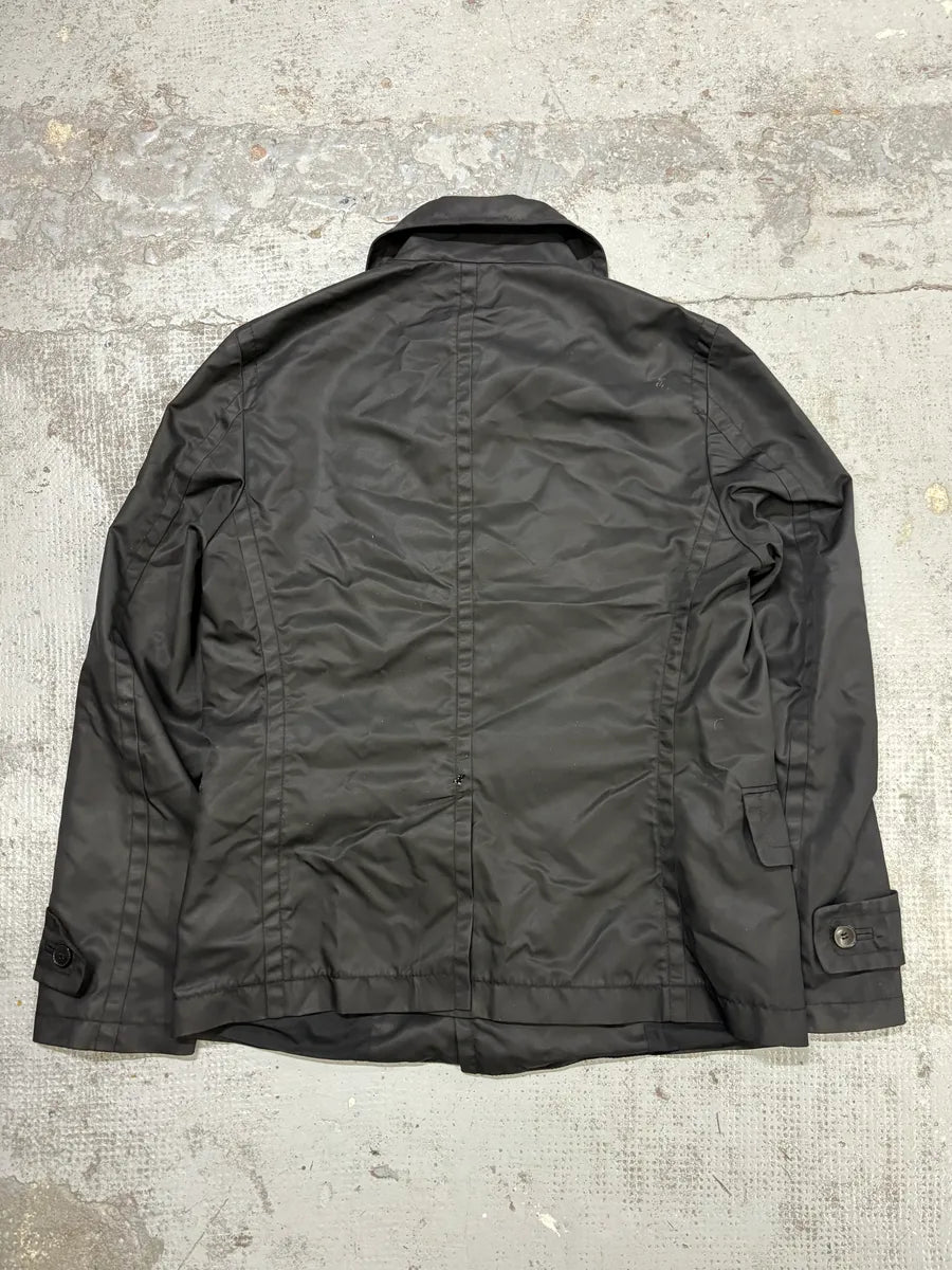 2000s Gucci Black Waxed Buttoned Peacoat Jacket sZLyWqH 4