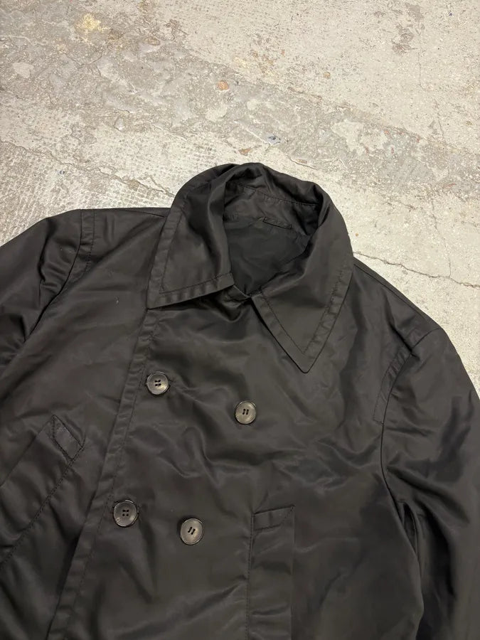 2000s Gucci Black Waxed Buttoned Peacoat Jacket sZLyWqH 3