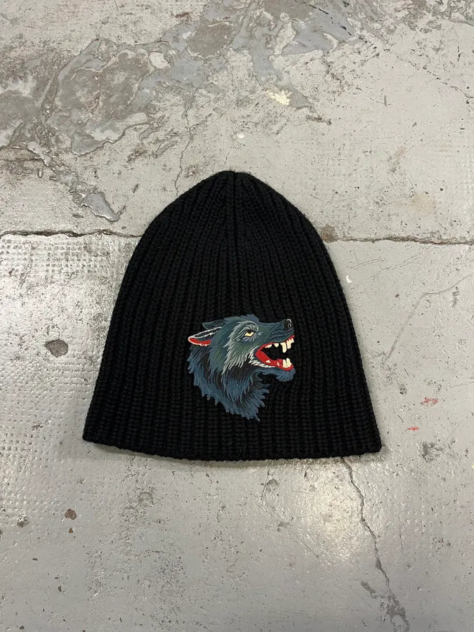 2000s Gucci Black Wolf Beanie uosLNLa 0