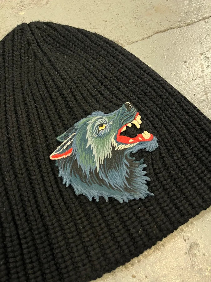 2000s Gucci Black Wolf Beanie uosLNLa 1