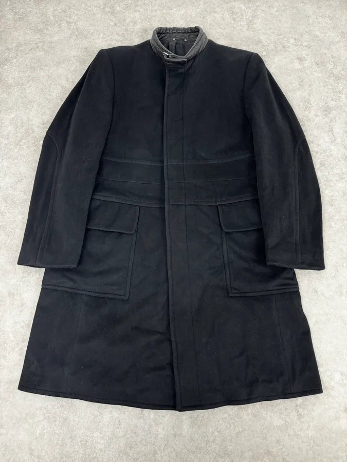 2000s Gucci Black Wool & Cashmere Officer Long Coat MJWRFyd 0