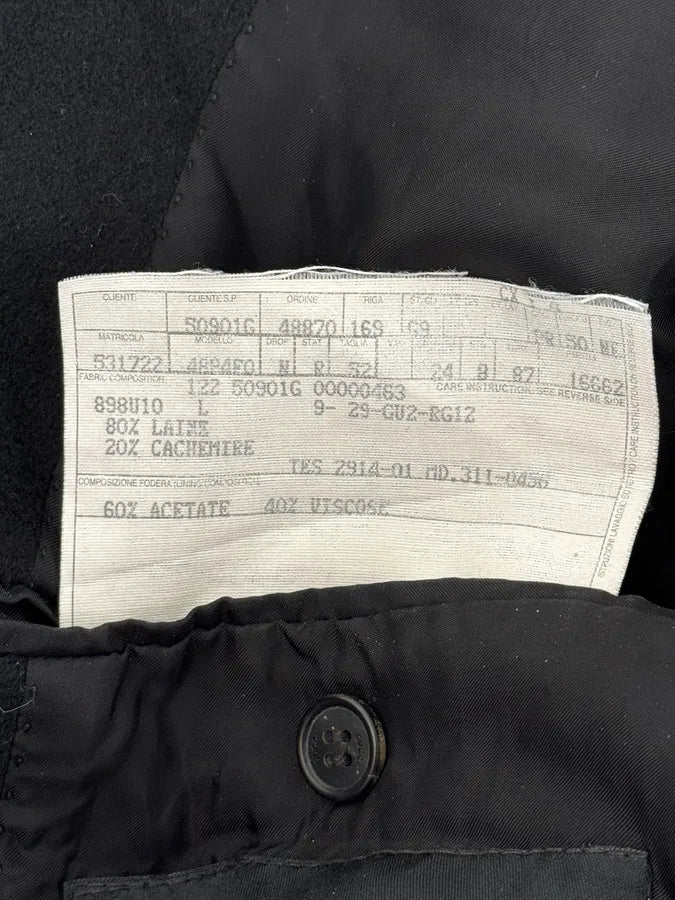 2000s Gucci Black Wool & Cashmere Officer Long Coat MJWRFyd 11