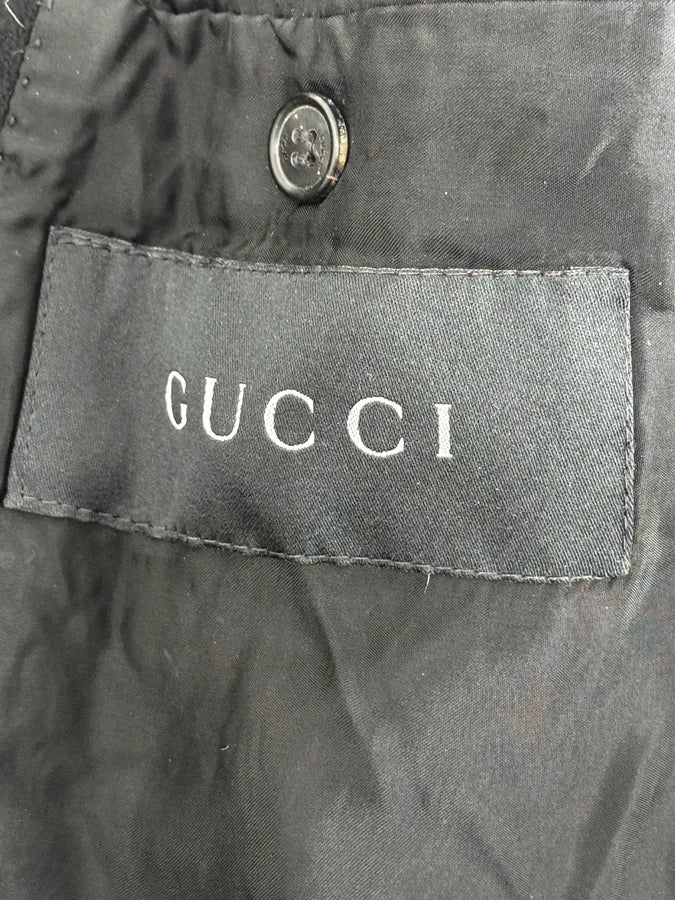 2000s Gucci Black Wool & Cashmere Officer Long Coat MJWRFyd 10