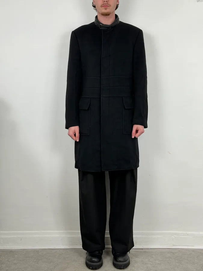 2000s Gucci Black Wool & Cashmere Officer Long Coat MJWRFyd 1