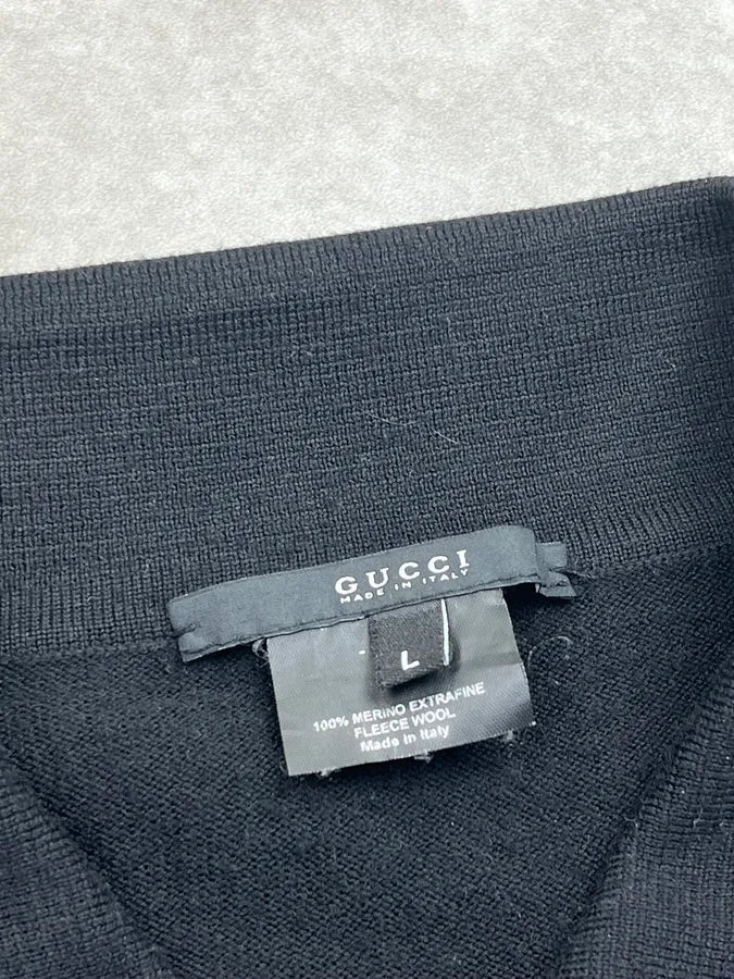 AW2001 Gucci Black Wool Signature Zip-up Sweater by Tom Ford LaOiqJP 11