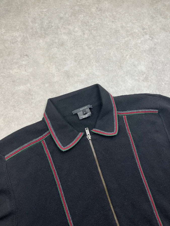 AW2001 Gucci Black Wool Signature Zip-up Sweater by Tom Ford LaOiqJP 4
