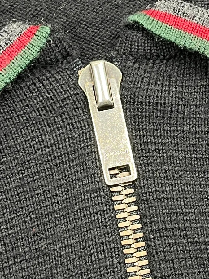 AW2001 Gucci Black Wool Signature Zip-up Sweater by Tom Ford LaOiqJP 10