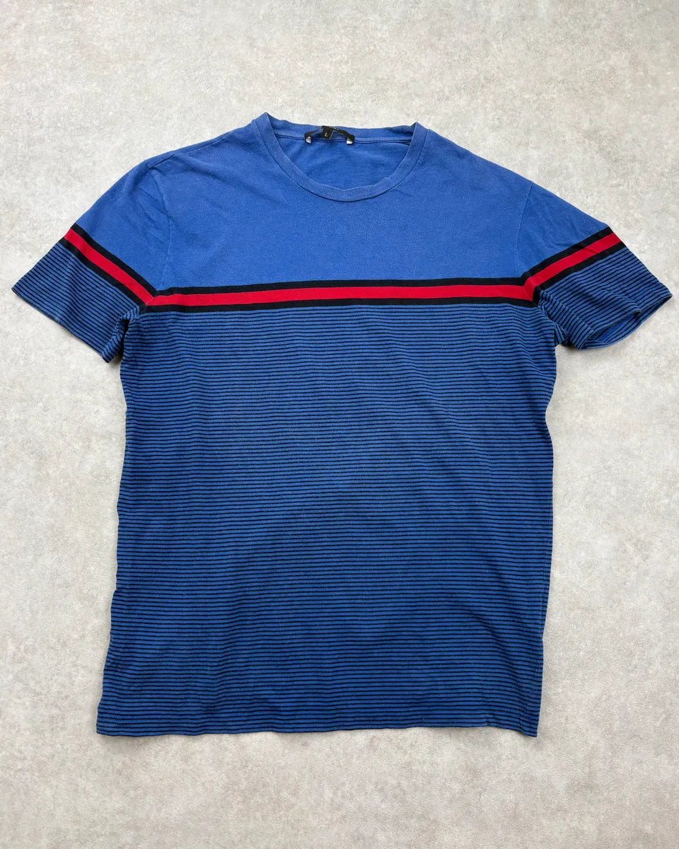 2000s Gucci Blue & Red Striped T-Shirt arpzTnk 0