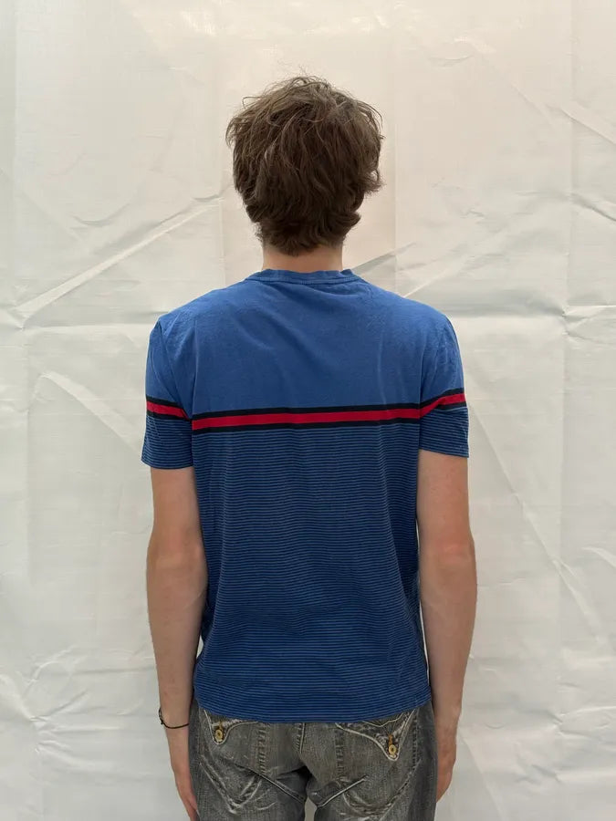 2000s Gucci Blue & Red Striped T-Shirt arpzTnk 2