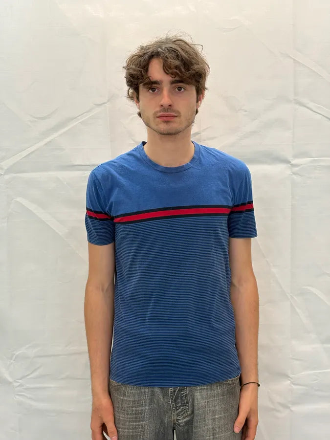 2000s Gucci Blue & Red Striped T-Shirt arpzTnk 1