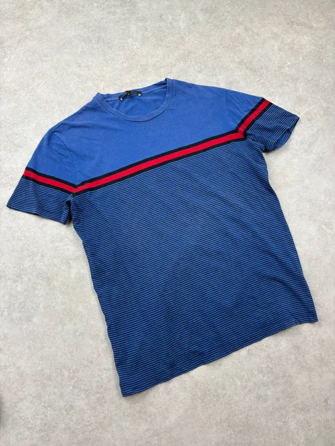 2000s Gucci Blue & Red Striped T-Shirt arpzTnk 3