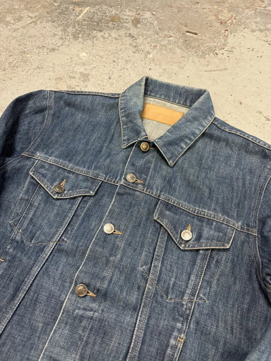 2000s Gucci Blue Denim Trucker Jacket atqeoVd 10