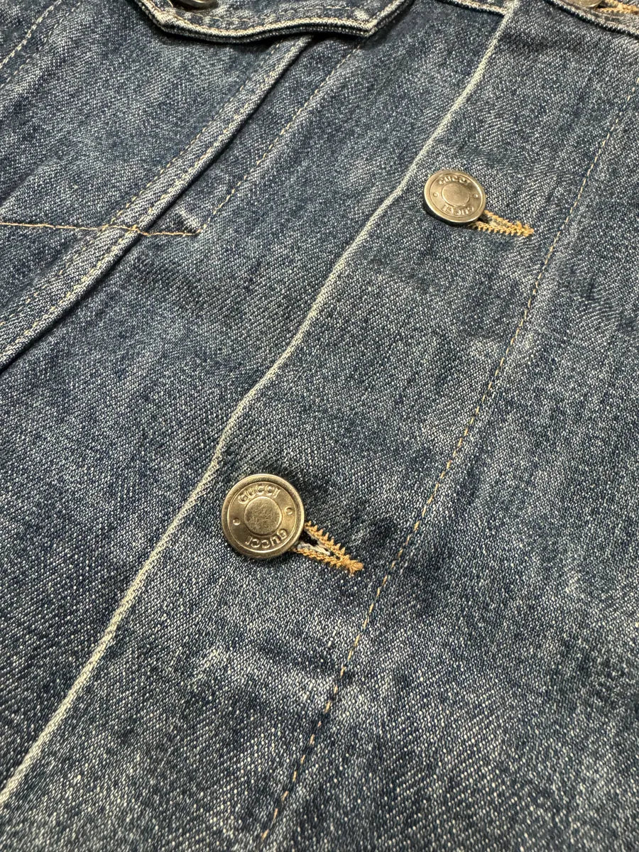 2000s Gucci Blue Denim Trucker Jacket atqeoVd 11