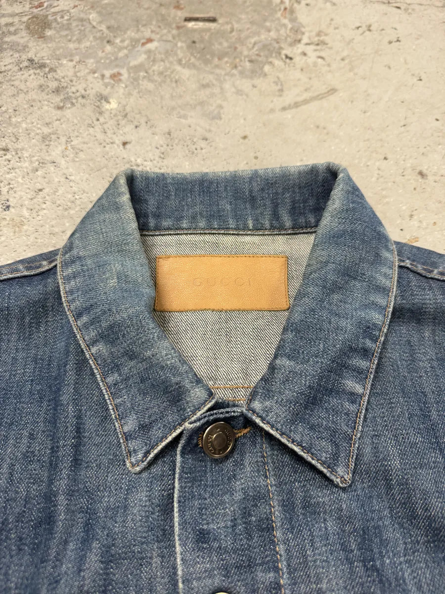 2000s Gucci Blue Denim Trucker Jacket atqeoVd 9