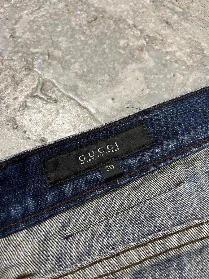 2000s Gucci Blue Eroded Denim Jeans (M/L) wSXwZvt 7