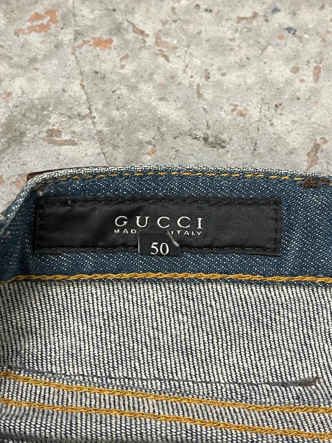2000s Gucci Blue Faded Denim Jeans kAequjs 5