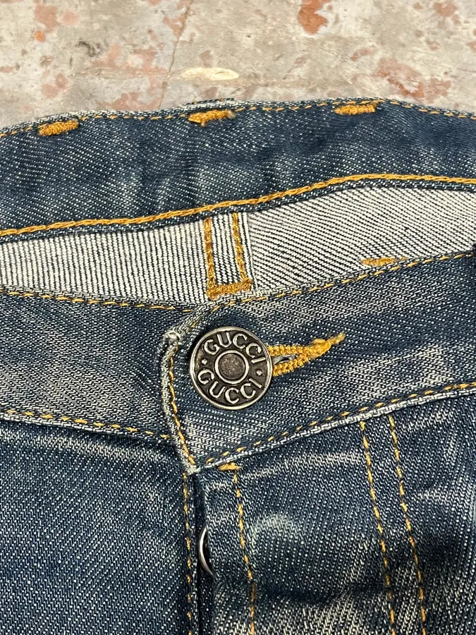 2000s Gucci Blue Faded Denim Jeans kAequjs 6
