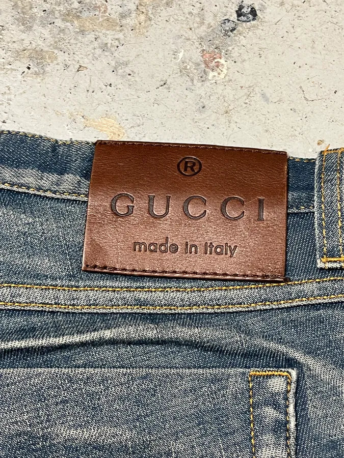 2000s Gucci Blue Faded Denim Jeans kAequjs 8