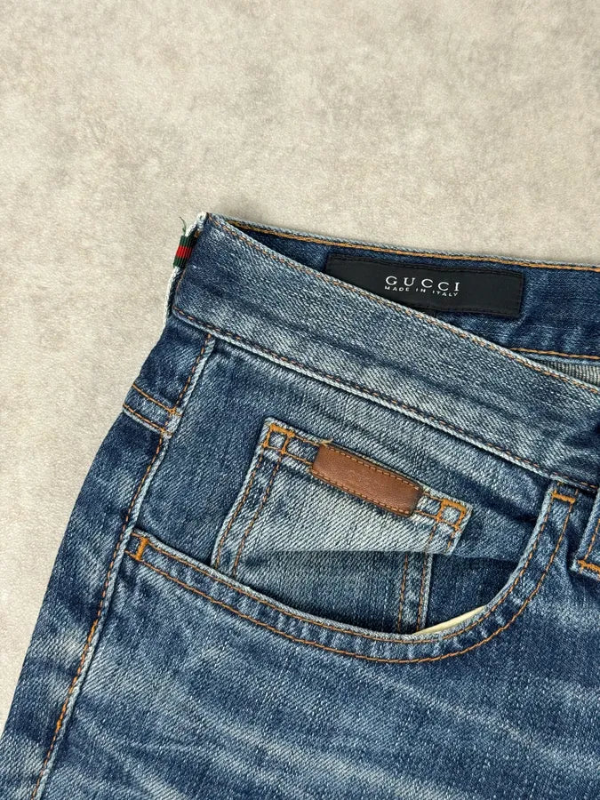 2010s Gucci Blue Faded Slim Denim Jeans by Frida Giannini iBREYiG 9