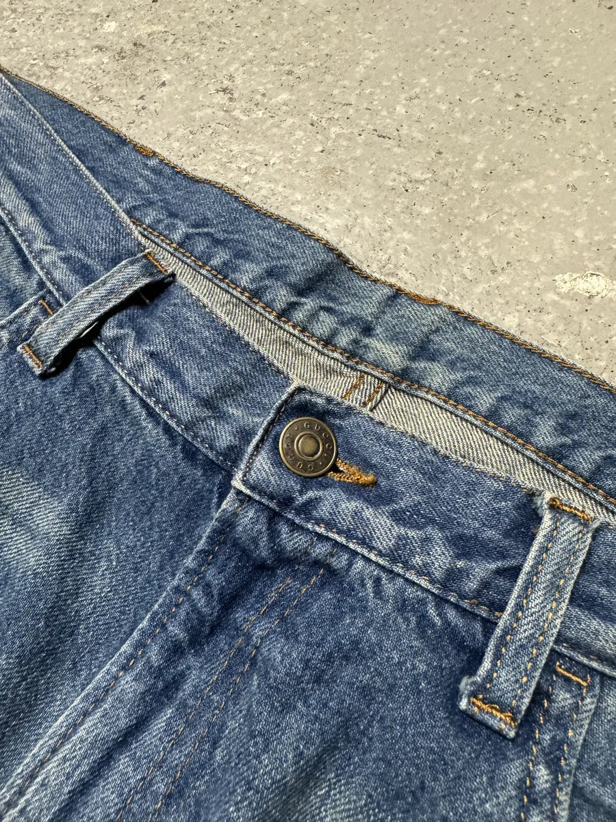 2000s Gucci Blue Faded Straight Denim Jeans (L) TzALvRc 11