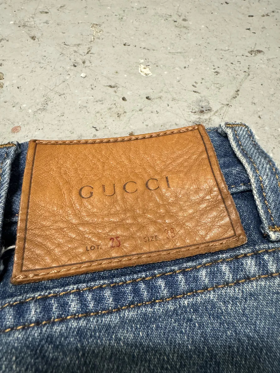 2000s Gucci Blue Faded Straight Denim Jeans (L) TzALvRc 6