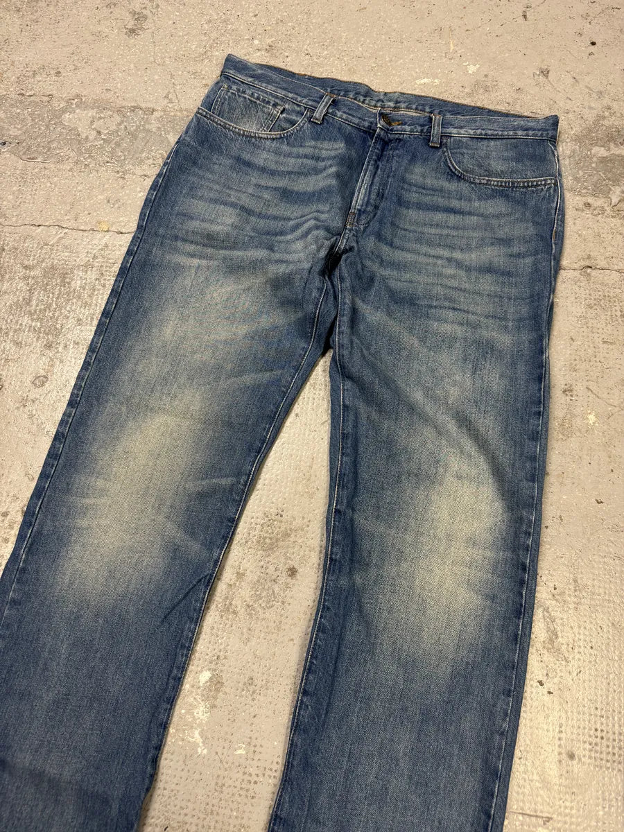 2000s Gucci Blue Faded Straight Denim Jeans (L) TzALvRc 7