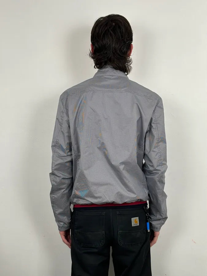 AW2009 Gucci Blue Nylon Checkered Striped Ribbing Bomber Jacket  VoMbQHK 2