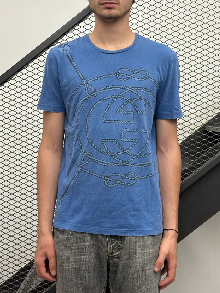 2010s Gucci Blue Rope Logo T-Shirt GQmRjAE 0