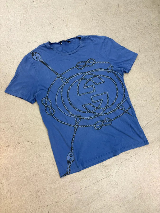 2010s Gucci Blue Rope Logo T-Shirt GQmRjAE 3