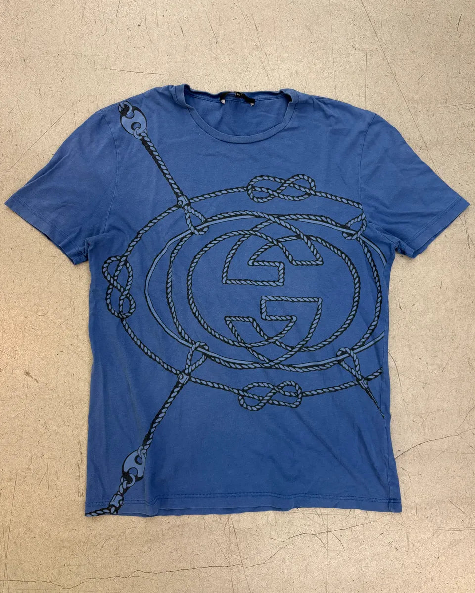 2010s Gucci Blue Rope Logo T-Shirt GQmRjAE 2