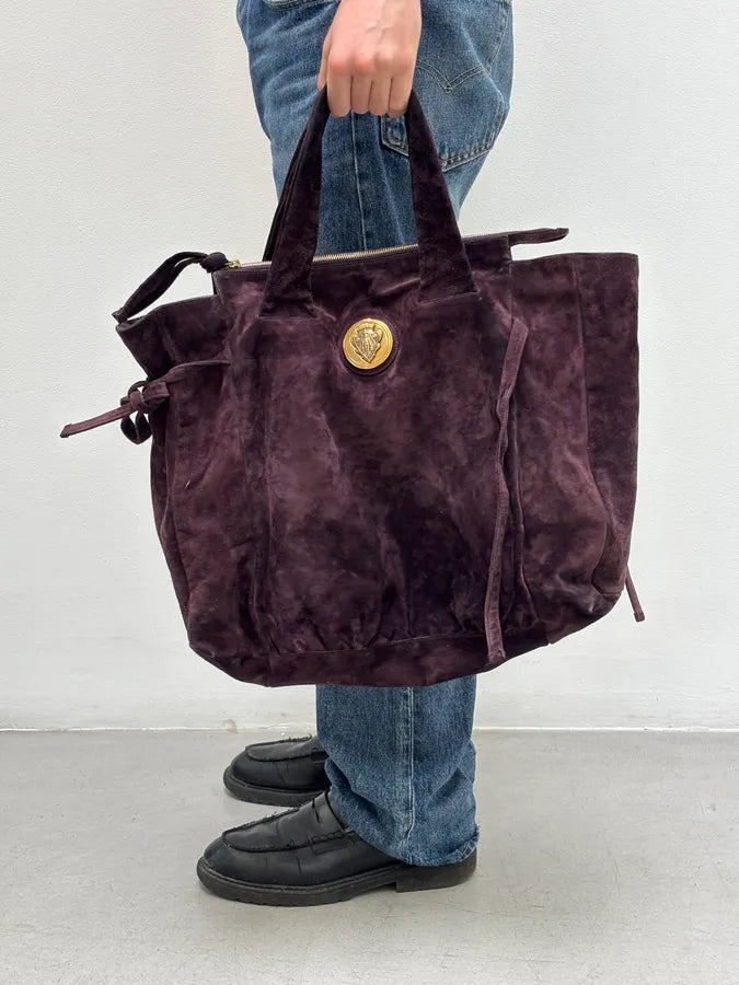 2000s Gucci Bordeaux Suede Hysteria Handle Bag by Frida Giannini griasni 2