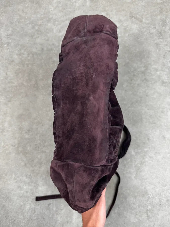 2000s Gucci Bordeaux Suede Hysteria Handle Bag by Frida Giannini griasni 11